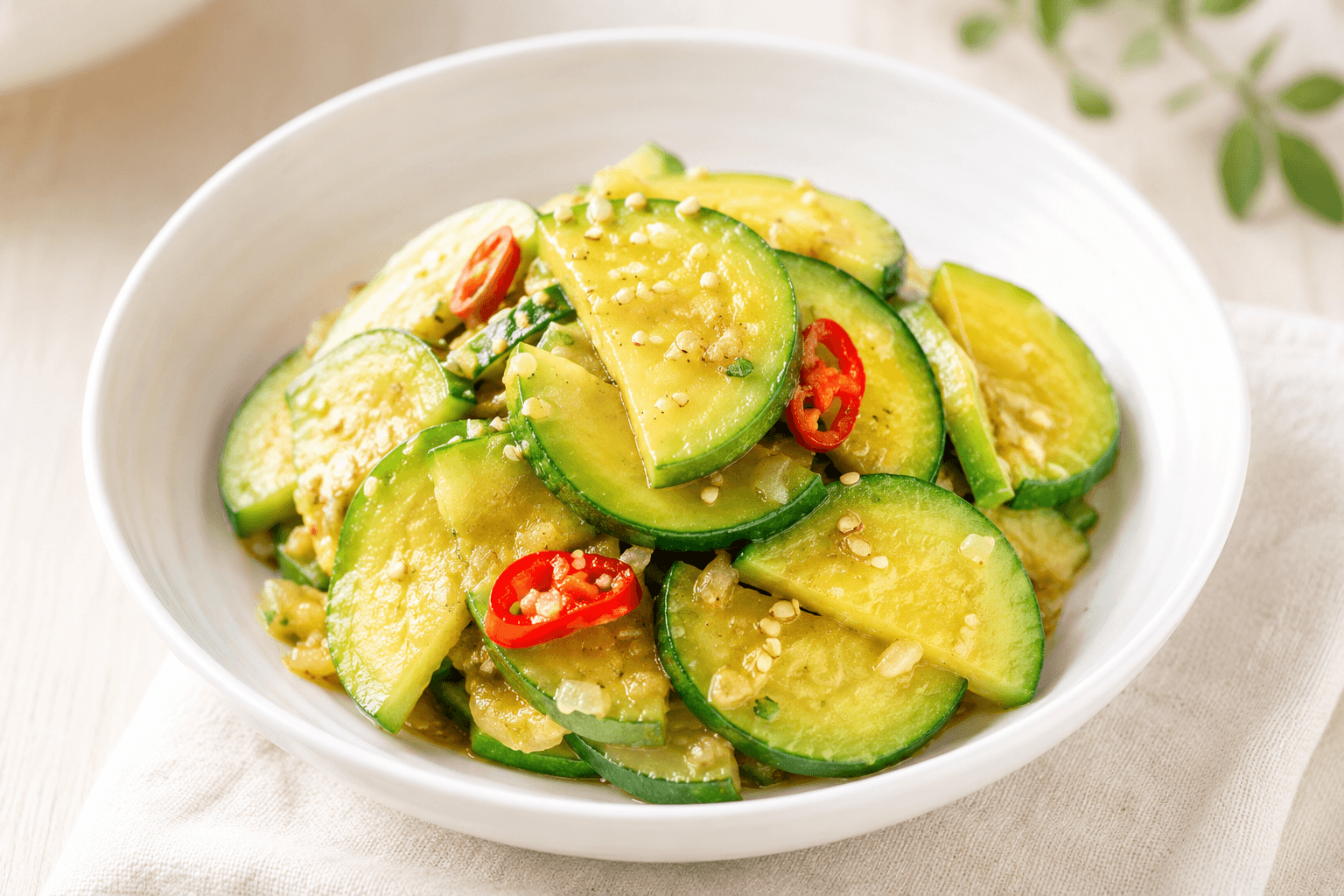 Hobak Bokkeum (koreanische Zucchini-Beilage, 애호박볶음)